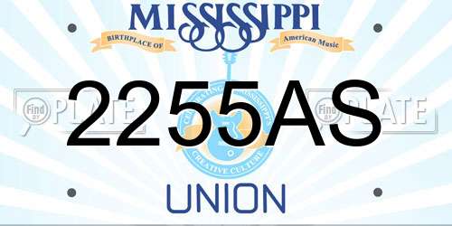 2255AS Mississippi License Plate