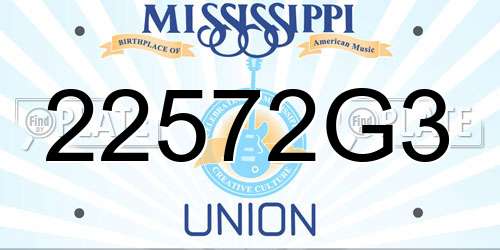 22572G3 Mississippi License Plate