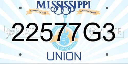 22577G3 Mississippi License Plate