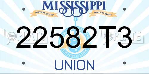 22582T3 Mississippi License Plate