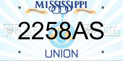 2258AS Mississippi License Plate