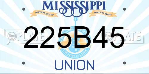 225B45 Mississippi License Plate