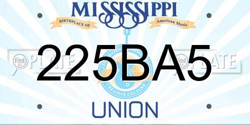 225BA5 Mississippi License Plate