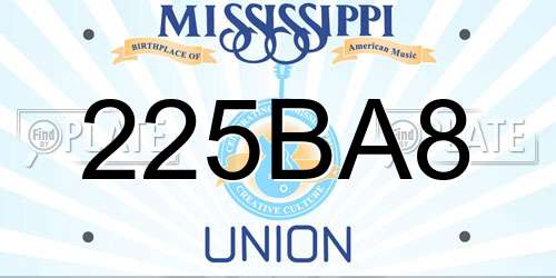 225BA8 Mississippi License Plate