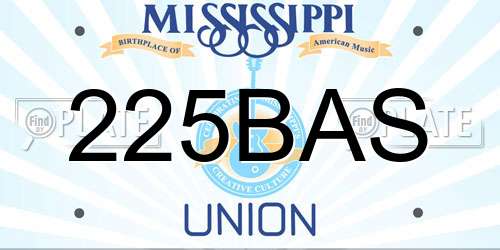 225BAS Mississippi License Plate