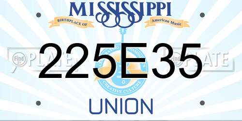 225E35 Mississippi License Plate