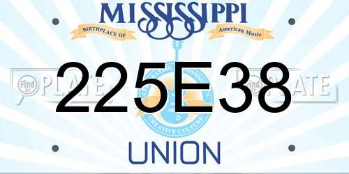 225E38 Mississippi License Plate