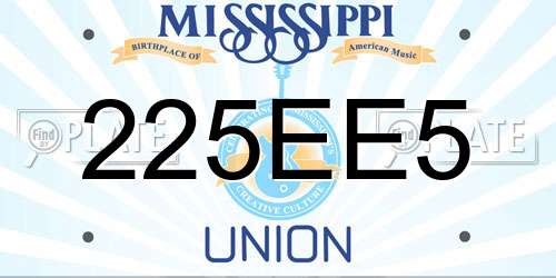 225EE5 Mississippi License Plate