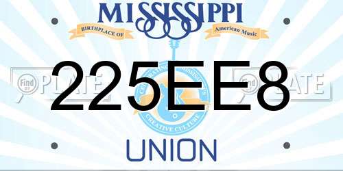 225EE8 Mississippi License Plate