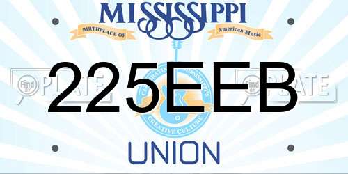 225EEB Mississippi License Plate