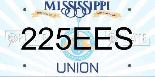 225EES Mississippi License Plate