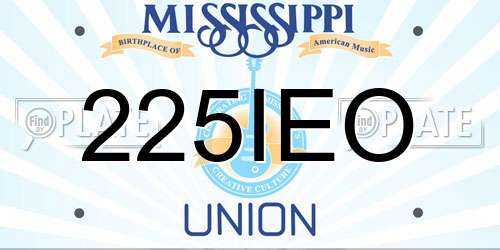 225IEO Mississippi License Plate