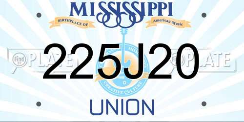 225J20 Mississippi License Plate
