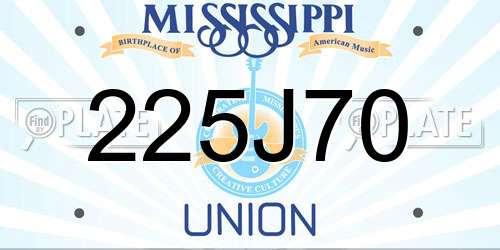 225J70 Mississippi License Plate