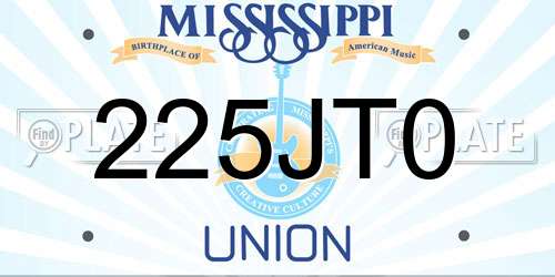 225JT0 Mississippi License Plate