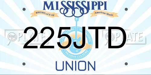 225JTD Mississippi License Plate