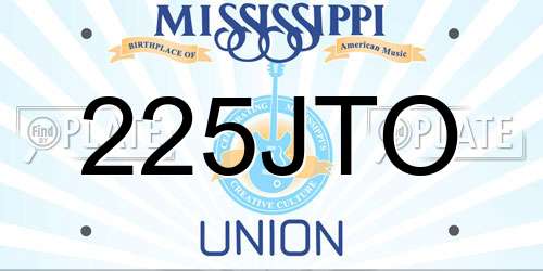 225JTO Mississippi License Plate