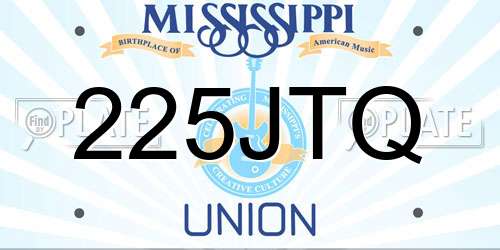 225JTQ Mississippi License Plate