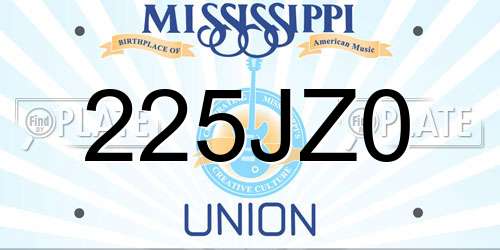 225JZ0 Mississippi License Plate