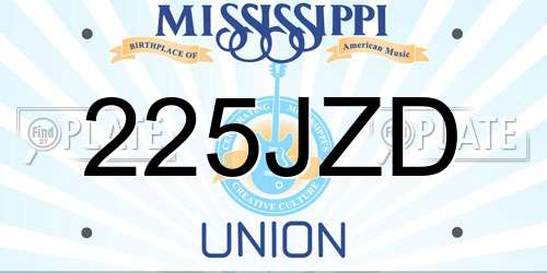 225JZD Mississippi License Plate