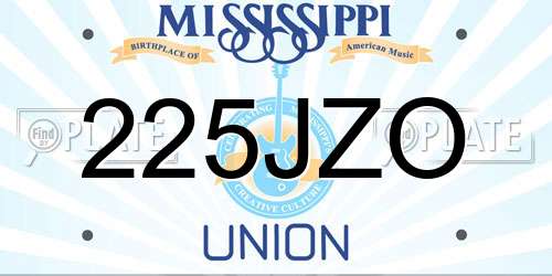 225JZO Mississippi License Plate