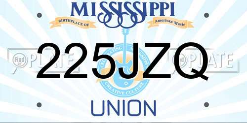 225JZQ Mississippi License Plate