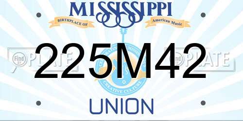 225M42 Mississippi License Plate
