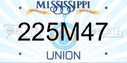 225M47 Mississippi License Plate