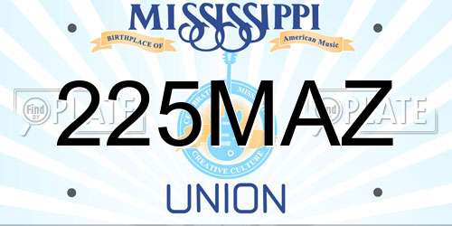 225MAZ Mississippi License Plate