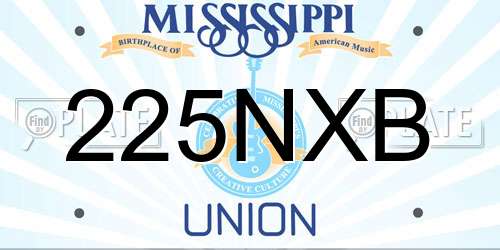 225NXB Mississippi License Plate