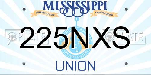 225NXS Mississippi License Plate