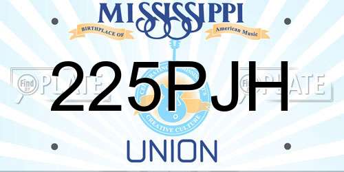 225PJH Mississippi License Plate