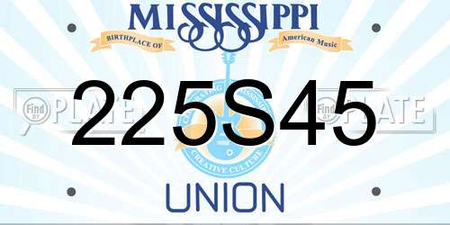 225S45 Mississippi License Plate