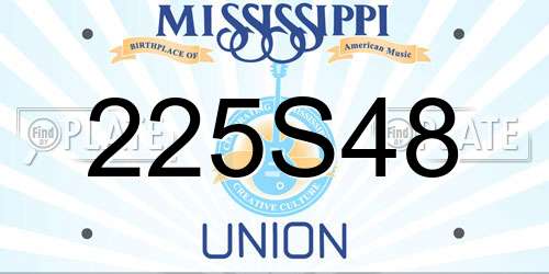 225S48 Mississippi License Plate