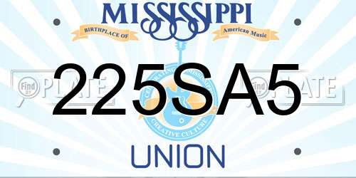 225SA5 Mississippi License Plate