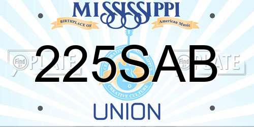 225SAB Mississippi License Plate