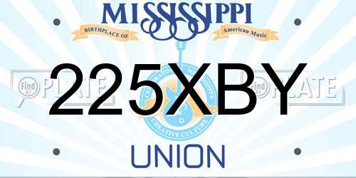 225XBY Mississippi License Plate