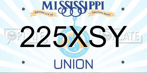 225XSY Mississippi License Plate