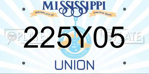225Y05 Mississippi License Plate