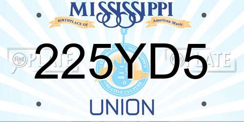 225YD5 Mississippi License Plate