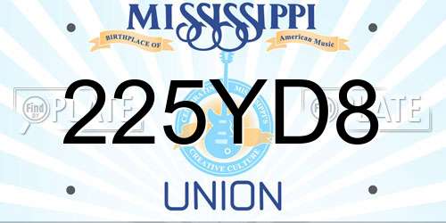 225YD8 Mississippi License Plate