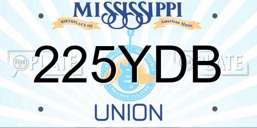 225YDB Mississippi License Plate