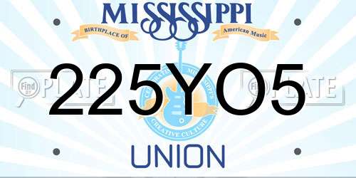 225YO5 Mississippi License Plate