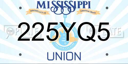 225YQ5 Mississippi License Plate