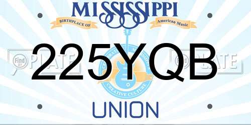 225YQB Mississippi License Plate