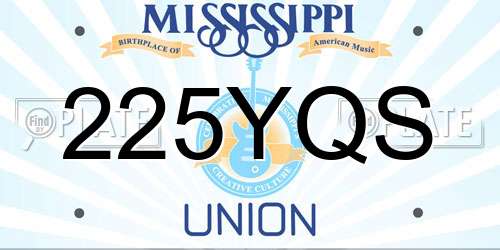 225YQS Mississippi License Plate