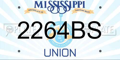 2264BS Mississippi License Plate