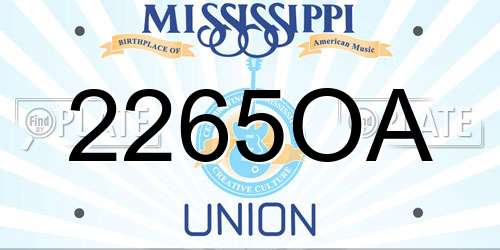 2265OA Mississippi License Plate