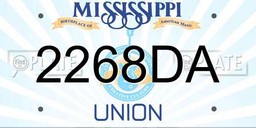 2268DA Mississippi License Plate