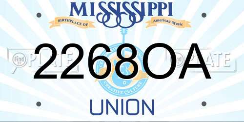2268OA Mississippi License Plate